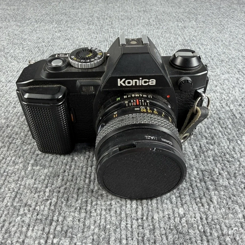 Konica FS-1 35mm SLR Film Camera Black Hexanon AR 50mm‎ F1.7 Lens Japan